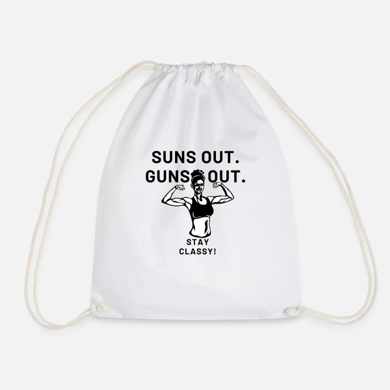 Suns Out Guns Out Lady Version - Drawstring Bag - white