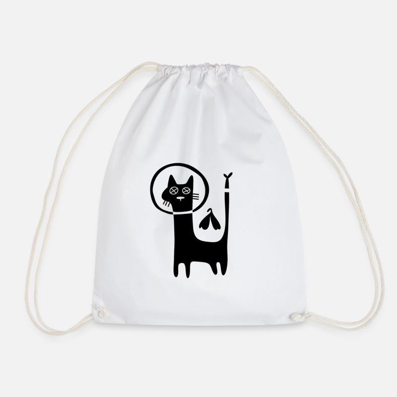 Cosmonaut Cat - Drawstring Bag - white