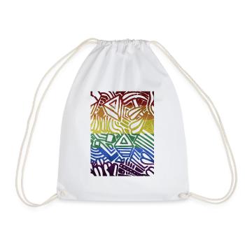 Geometric Print - Drawstring Bag - white - Front
