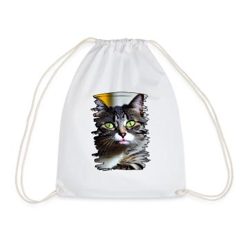 Cat face - Drawstring Bag - white - Front