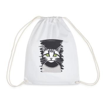 Cat Face 4 - Drawstring Bag - white - Front