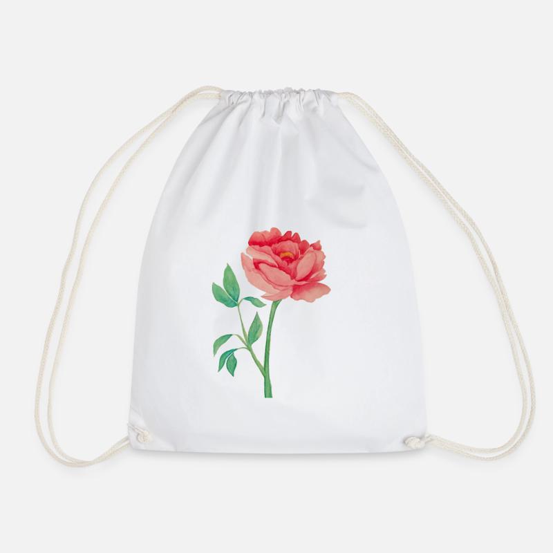 Peony - Drawstring Bag - white