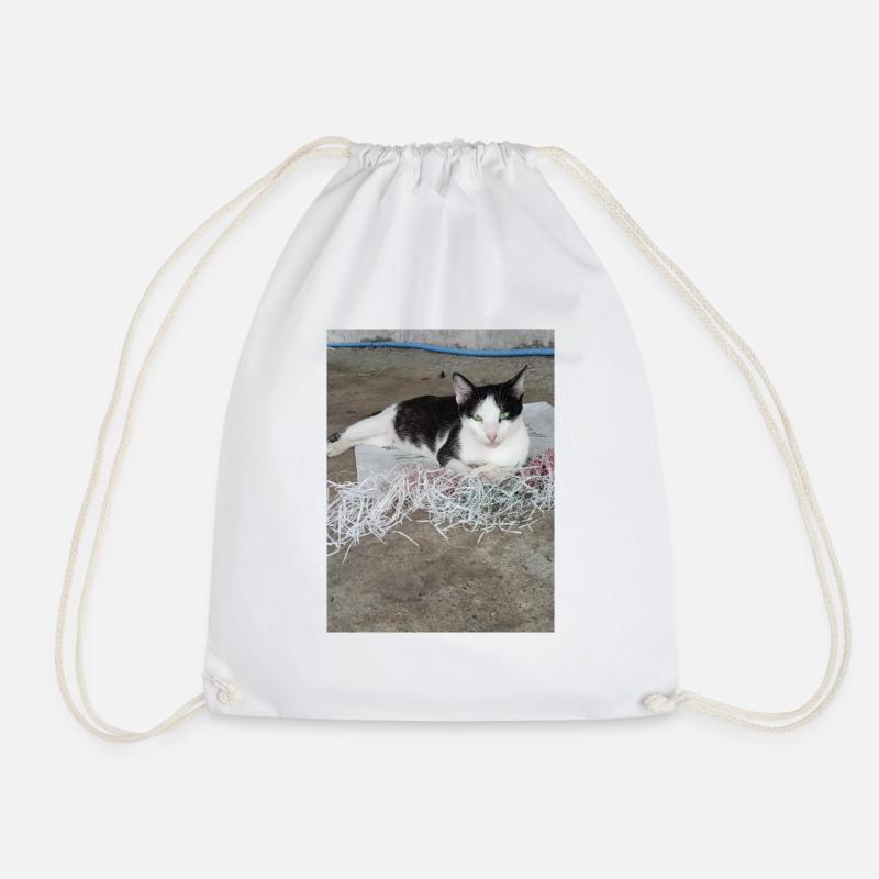 Cats - Drawstring Bag - white