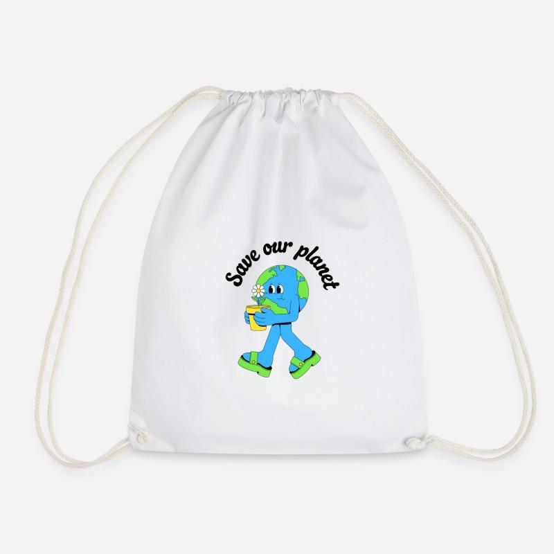 Save our planet - Drawstring Bag - white