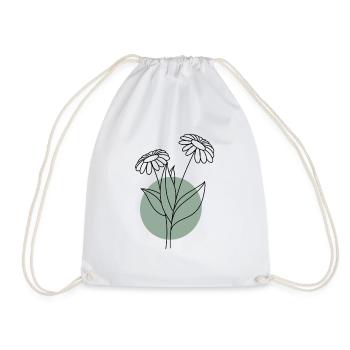Flower with green circle - Drawstring Bag - white - Front