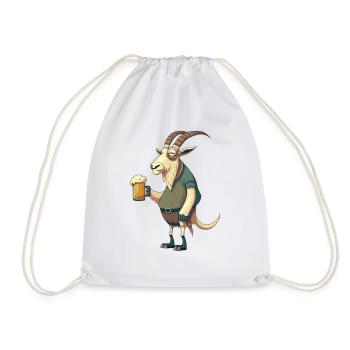 Funny buck with beer - Drawstring Bag - white - Front