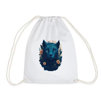 Grand chat avec des fleurs - Sac de sport léger - blanc - Devant