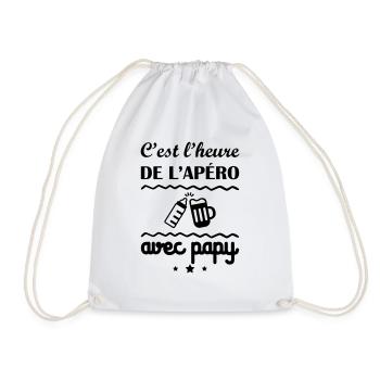 C'est l'heure, papy, cadeau de naissance - Sac de sport léger - blanc - Devant