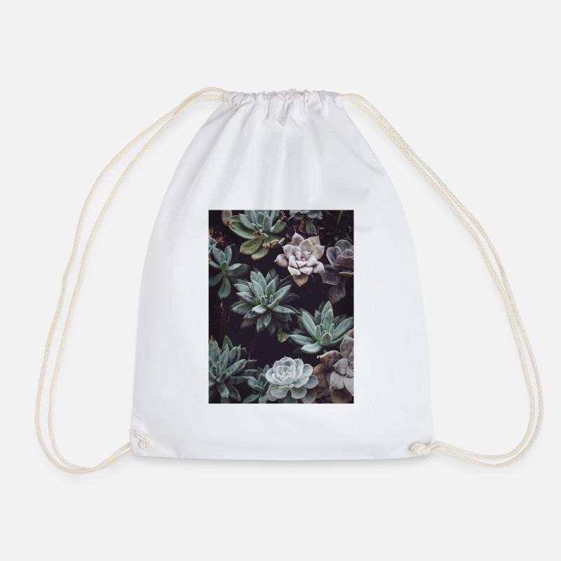 Succulent - Drawstring Bag - white