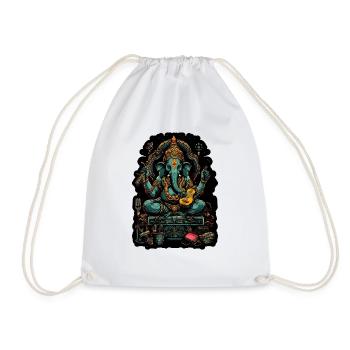 Neon - Ganesha - Elephant God - Instruments - pos - Turnbeutel - Weiß - Vorne