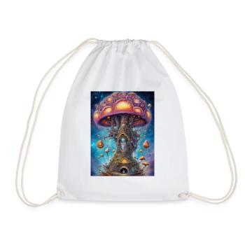 Shroom House - Drawstring Bag - white - Front