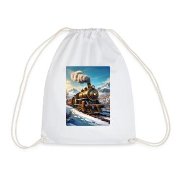 Steampunk Winterlandschaft Dampflok 1.4 - Turnbeutel - Weiß - Vorne