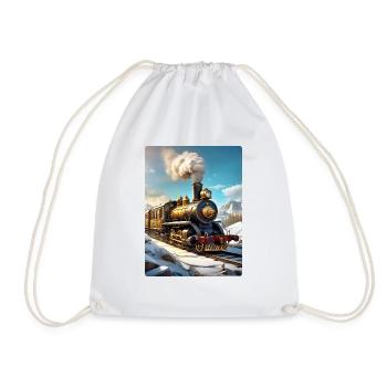 Steampunk Winterlandschaft Dampflok 1.8 - Turnbeutel - Weiß - Vorne