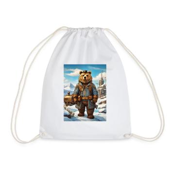 Steampunk Winter Landscape Bear 1.4 - Drawstring Bag - white - Front