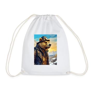 Steampunk Winter Landscape Bear 1.5 - Drawstring Bag - white - Front