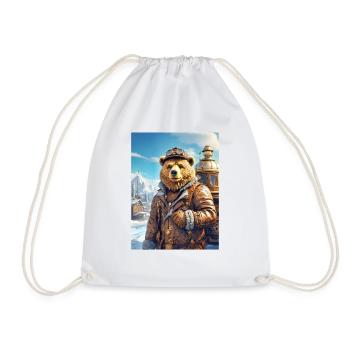 Steampunk Winter Landscape Bear 1.7 - Drawstring Bag - white - Front