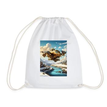 Steampunk Winter Landscape Drone 1.2 - Drawstring Bag - white - Front