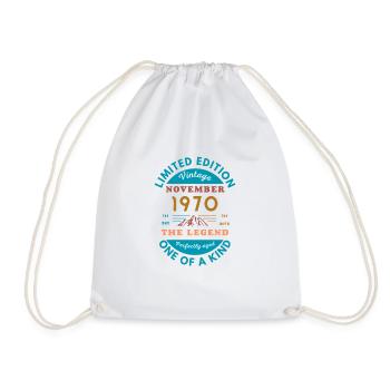 November 1970 Birthday Limited Edition - Drawstring Bag - white - Front