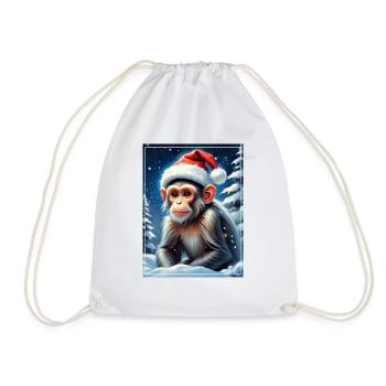 Winter Landscape Monkey 1.9 - Drawstring Bag - white - Front