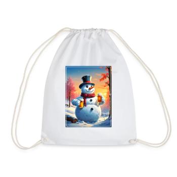 Christmas Snowman Beer 1.4 - Drawstring Bag - white - Front