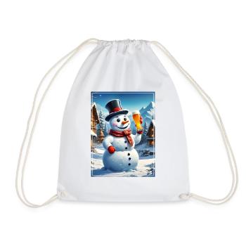 Christmas Snowman Beer 1.1 - Drawstring Bag - white - Front
