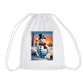 Christmas Snowman Beer 1.3 - Drawstring Bag - white - Front