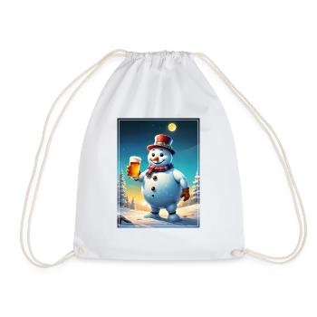 Christmas Snowman Beer 1.5 - Drawstring Bag - white - Front
