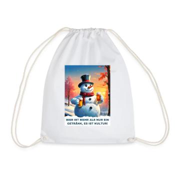 Christmas Snowman Beer 2.5 - Drawstring Bag - white - Front