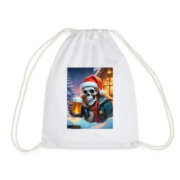 Weihnachten Skull Bier 1.1 - Turnbeutel - Weiß - Vorne