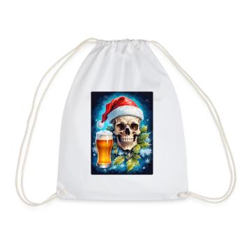 Weihnachten Skull Bier 1.3 - Turnbeutel - Weiß - Vorne