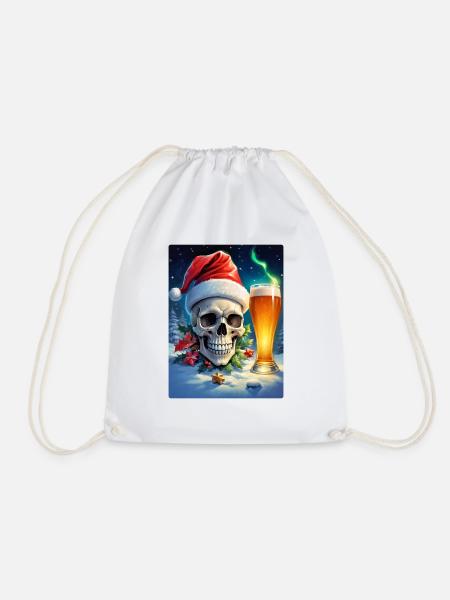 Weihnachten Skull Bier 1.11 - Turnbeutel - Weiß