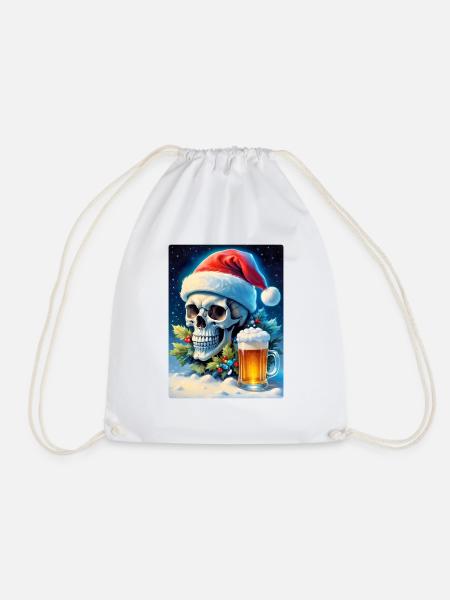 Weihnachten Skull Bier 1.7 - Turnbeutel - Weiß