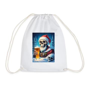 Weihnachten Skull Bier 1.6 - Turnbeutel - Weiß - Vorne