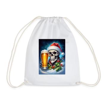 Weihnachten Skull Bier 1.8 - Turnbeutel - Weiß - Vorne