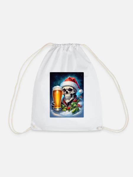 Weihnachten Skull Bier 1.8 - Turnbeutel - Weiß