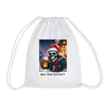 Weihnachten Skull Bier 2.1 - Turnbeutel - Weiß - Vorne