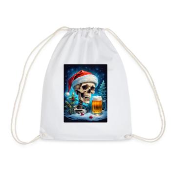 Weihnachten Skull Bier 1.5 - Turnbeutel - Weiß - Vorne