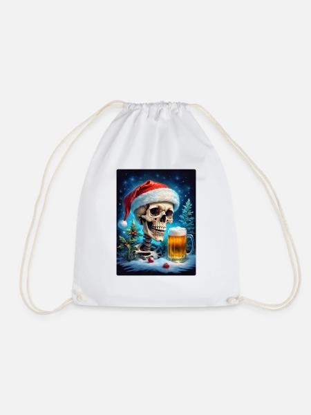 Weihnachten Skull Bier 1.5 - Turnbeutel - Weiß