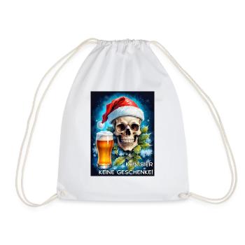 Weihnachten Skull Bier 2.3 - Turnbeutel - Weiß - Vorne