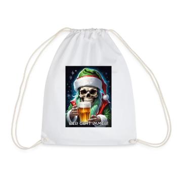 Weihnachten Skull Bier 2.4 - Turnbeutel - Weiß - Vorne