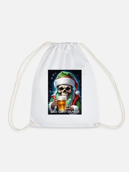 Weihnachten Skull Bier 2.4 - Turnbeutel - Weiß