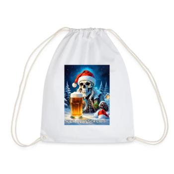 Weihnachten Skull Bier 2.2 - Turnbeutel - Weiß - Vorne