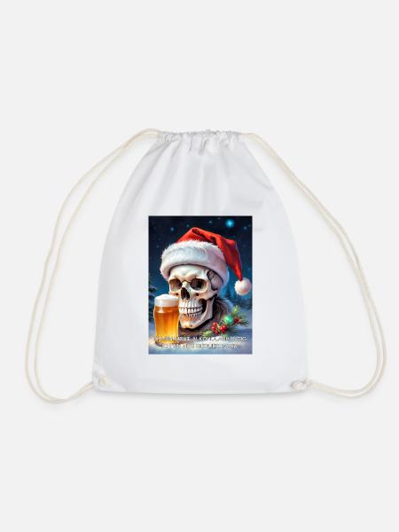 Weihnachten Skull Bier 2.10 - Turnbeutel - Weiß