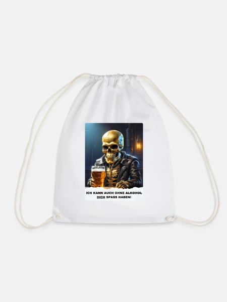 Bier Experte Skull 1.5 - Turnbeutel - Weiß