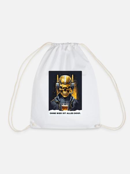 Bier Experte Skull 1.10 - Turnbeutel - Weiß
