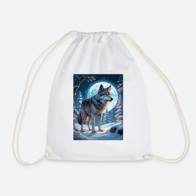 Winterlandschaft Wolf 1.12 - Turnbeutel - Weiß