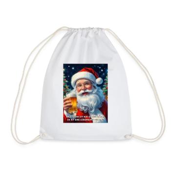 Christmas Santa Claus Beer 1.5 - Drawstring Bag - white - Front