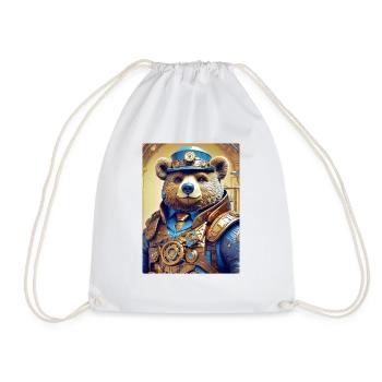 Steampunk Bear 1.6 - Drawstring Bag - white - Front