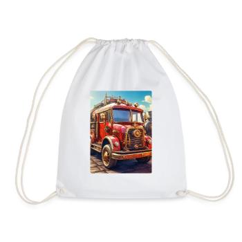 Steampunk Fire Truck 1.23 - Drawstring Bag - white - Front
