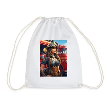 Steampunk Firefighter Woman 1.4 - Drawstring Bag - white - Front
